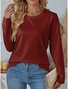 Women Plain Crew Neck Casual Long Sleeve T-shirt