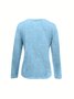 Women Plain V Neck Vintage Long Sleeve T-shirt