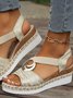 New Wedge Heel Sandals For Women Metal Buckle Hemp Rope Wedge Heel Light Bottom Thick Bottom Fish Mouth Pine Root Sandals