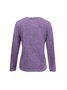 Women Plain V Neck Vintage Long Sleeve T-shirt