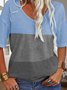 Women Striped V Neck Casual Short Sleeve T-shirt