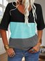 Women Striped V Neck Casual Short Sleeve T-shirt