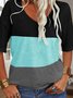 Women Striped V Neck Casual Short Sleeve T-shirt