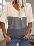 Women Striped V Neck Casual Short Sleeve T-shirt