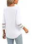 Women Plain V Neck Casual Three Quarter Sleeve T-shirt