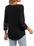 Women Plain V Neck Casual Three Quarter Sleeve T-shirt