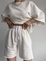 Casual Plain Crew Neck Two-Piece Set