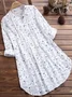 Women's Long Sleeve Shirt Spring/Fall White Floral Printing Stand Collar Daily Going Out Casual Top