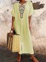 Vacation Raglan Sleeves Embroidery Maxi Dress