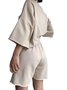 Casual Plain Crew Neck Two-Piece Set