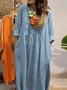 Casual Plain V Neck Maxi Dress