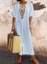 Vacation Raglan Sleeves Embroidery Maxi Dress