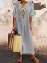 Vacation Raglan Sleeves Embroidery Maxi Dress