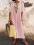 Vacation Raglan Sleeves Embroidery Maxi Dress