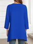 Women Plain Crew Neck Casual Three Quarter Sleeve T-shirt