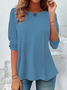 Women Plain Crew Neck Casual Long Sleeve T-shirt