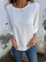 Women Polka Dots Crew Neck Casual Three Quarter Sleeve T-shirt