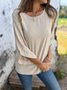 Women Polka Dots Crew Neck Casual Three Quarter Sleeve T-shirt