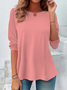 Women Plain Crew Neck Casual Long Sleeve T-shirt