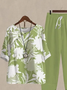 Women's Printing Floral Daily Going Out Two-Piece Set Green Casual Summer Top With Pants Matching Set