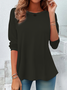 Women Plain Crew Neck Casual Long Sleeve T-shirt