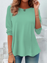 Women Plain Crew Neck Casual Long Sleeve T-shirt