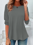 Women Plain Crew Neck Casual Long Sleeve T-shirt