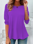 Women Plain Crew Neck Casual Long Sleeve T-shirt