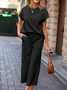 Women's Split Joint Plain Daily Going Out Two-Piece Set Gray Casual Summer Top With Pants Matching Set