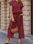 Women's Split Joint Plain Daily Going Out Two-Piece Set Gray Casual Summer Top With Pants Matching Set
