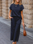Women's Split Joint Plain Daily Going Out Two-Piece Set Gray Casual Summer Top With Pants Matching Set