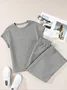 Women's Split Joint Plain Daily Going Out Two-Piece Set Gray Casual Summer Top With Pants Matching Set