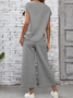 Women's Split Joint Plain Daily Going Out Two-Piece Set Gray Casual Summer Top With Pants Matching Set