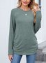 Women Plain Crew Neck Casual Long Sleeve T-shirt