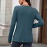 Women Plain V Neck Casual Long Sleeve T-shirt