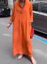 Casual Plain Lapel Collar Maxi Dress