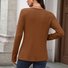 Women Plain V Neck Casual Long Sleeve T-shirt