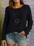 Women Plain Crew Neck Casual Long Sleeve T-shirt