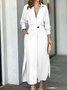 Women's Long Sleeve Spring/Fall Apricot Plain Split Joint V Neck Daily Going Out Vintage Maxi A-Line Tank Dress