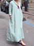 Casual Plain Lapel Collar Maxi Dress