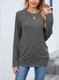 Women Plain Crew Neck Casual Long Sleeve T-shirt