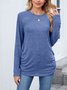Women Plain Crew Neck Casual Long Sleeve T-shirt