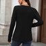 Women Plain V Neck Casual Long Sleeve T-shirt