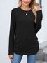 Women Plain Crew Neck Casual Long Sleeve T-shirt