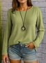 Women Plain Crew Neck Casual Long Sleeve T-shirt
