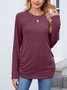 Women Plain Crew Neck Casual Long Sleeve T-shirt