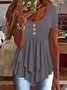 Women Plain Crew Neck Casual Short Sleeve T-shirt