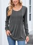 Women Plain Crew Neck Casual Long Sleeve T-shirt