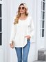 Women Plain Crew Neck Casual Long Sleeve T-shirt