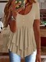 Women Plain Crew Neck Casual Short Sleeve T-shirt